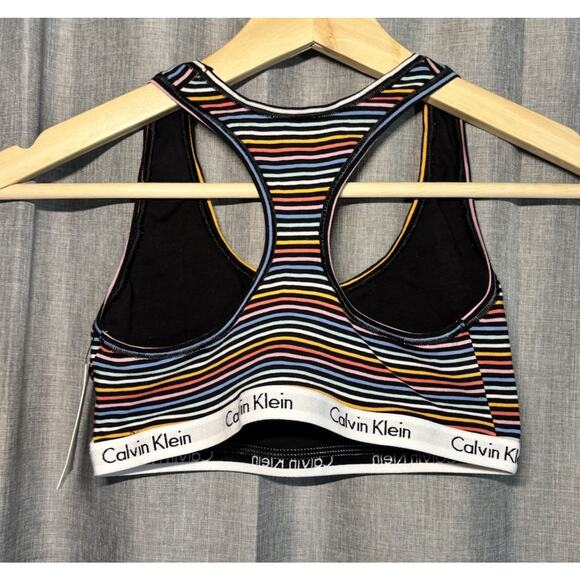 NWT Calvin Klein Rainbow Multicolor Striped Unlined Bralette, Size Small Bra - Picture 9 of 16